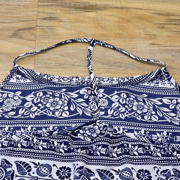 💛PacSun Blue & White Floral Print Lace Lined Sleeveless Top Small - Picture 5 of 10